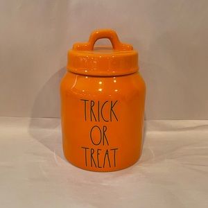 Rae Dunn Halloween baby size TRICK OR TREAT orange canister
